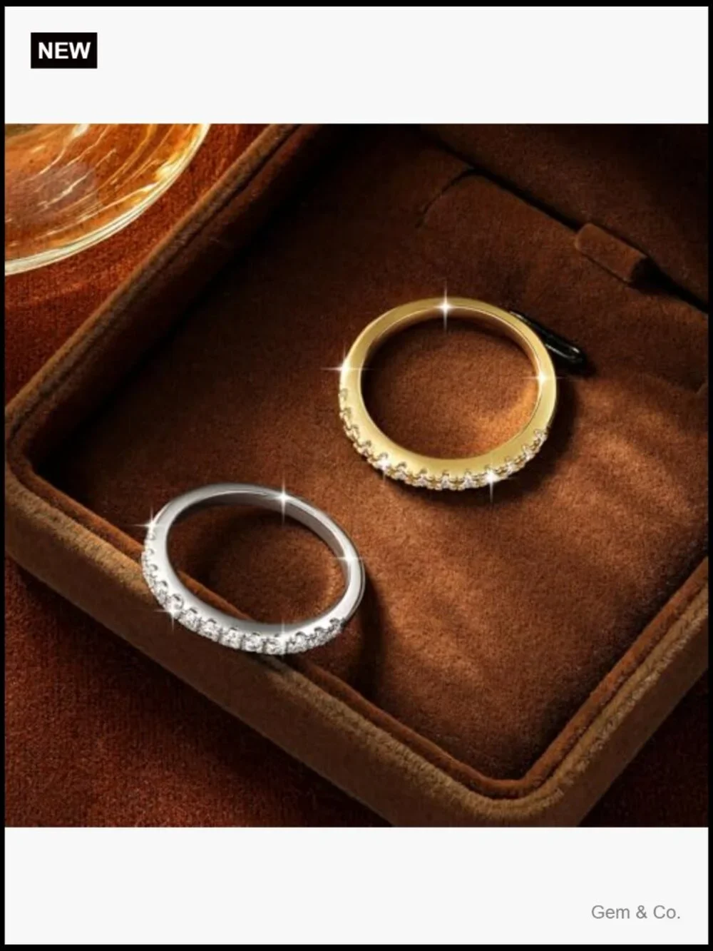 14K Gold Plated Simulated Diamond Moissanite Eternity Ring - Half Eternity
